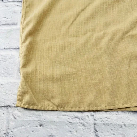 SYNRGY Big Mens Tan Button Up Short Sleeve Shirt 3XL Lightweight Textured